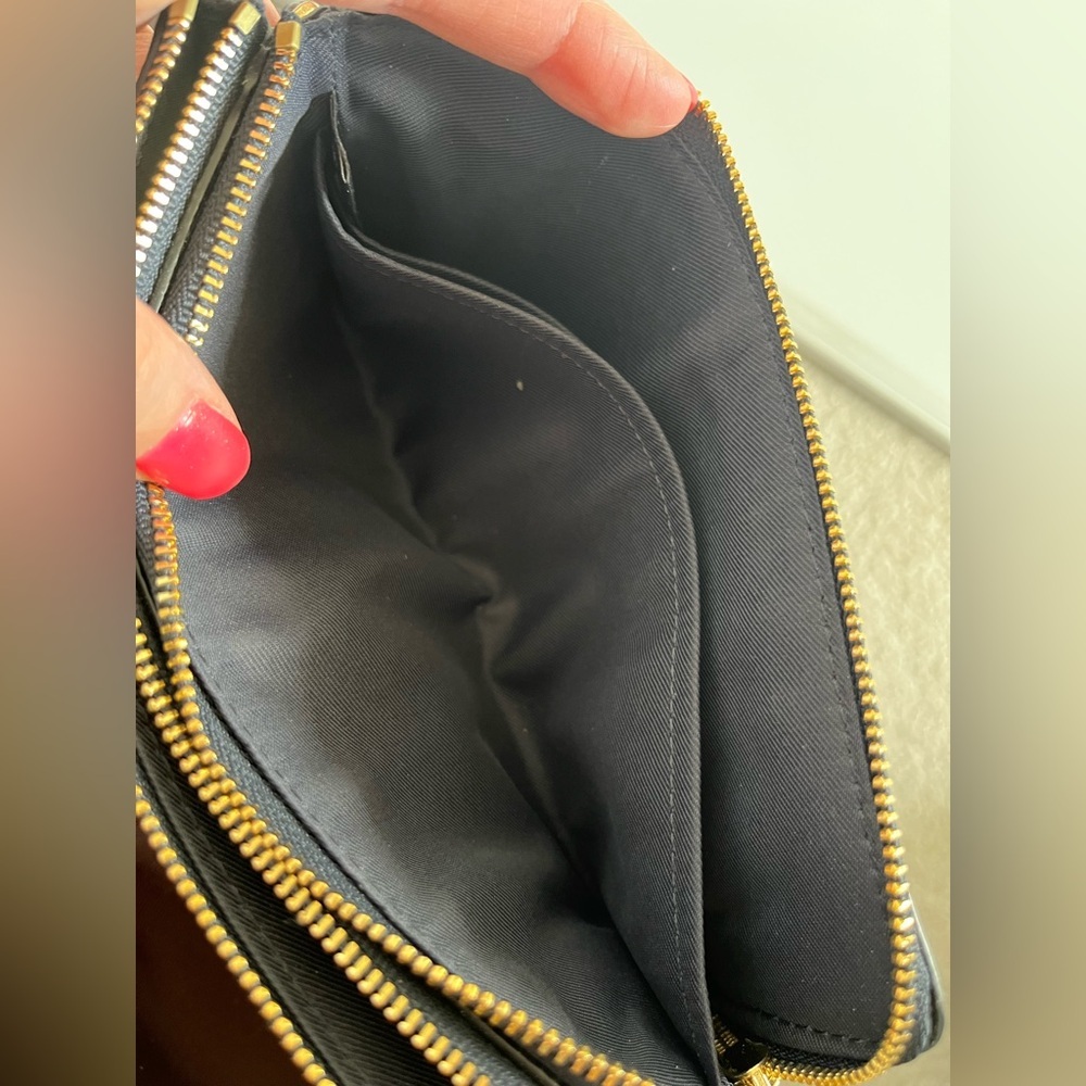 Coach Navy blue Leather double zipper Wristlet with Gold Accents - Picture 7 of 9